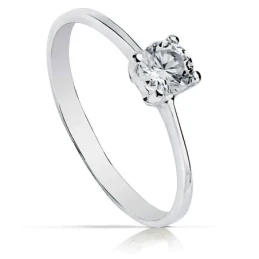 Solitario oro blanco 18k circonita 4.5mm. [AA0132]