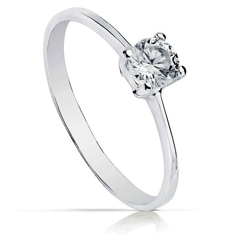 Solitario oro blanco 18k circonita 4.5mm. [AA0132]