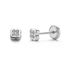 Pendientes oro blanco 18k circonitas 4mm. [AA0148]