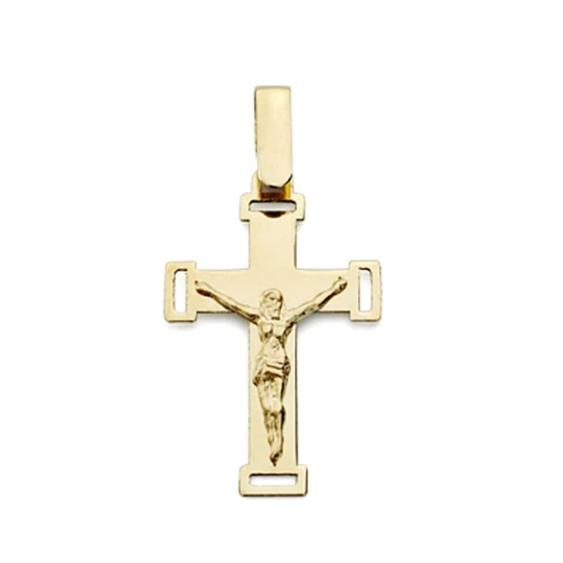 Colgante cruz oro 18k Cristo calada 22mm. [AA0175]