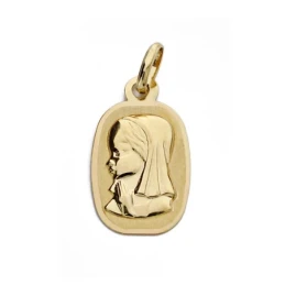 Medalla oro 18k Virgen Niña láser 17mm. [AA0180]