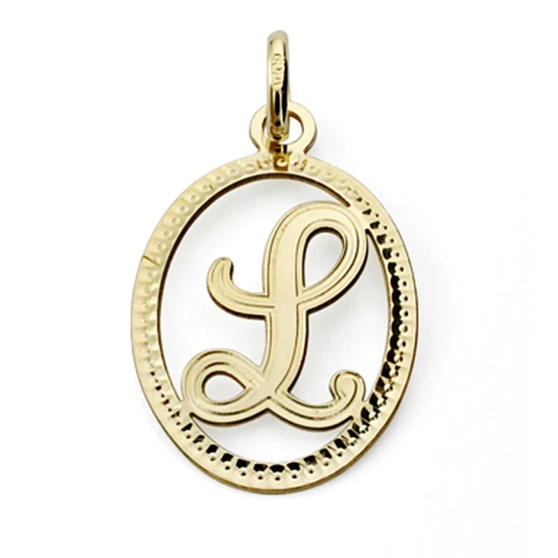 Colgante oro 18k inicial letra L 21mm.  [AA0190]