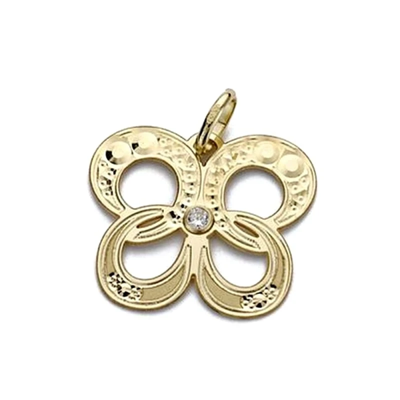 Colgante mariposa oro 18k circonita 15mm. [AA0195]