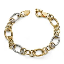 Pulsera oro 18k bicolor hueca 19cm. [AA0223]