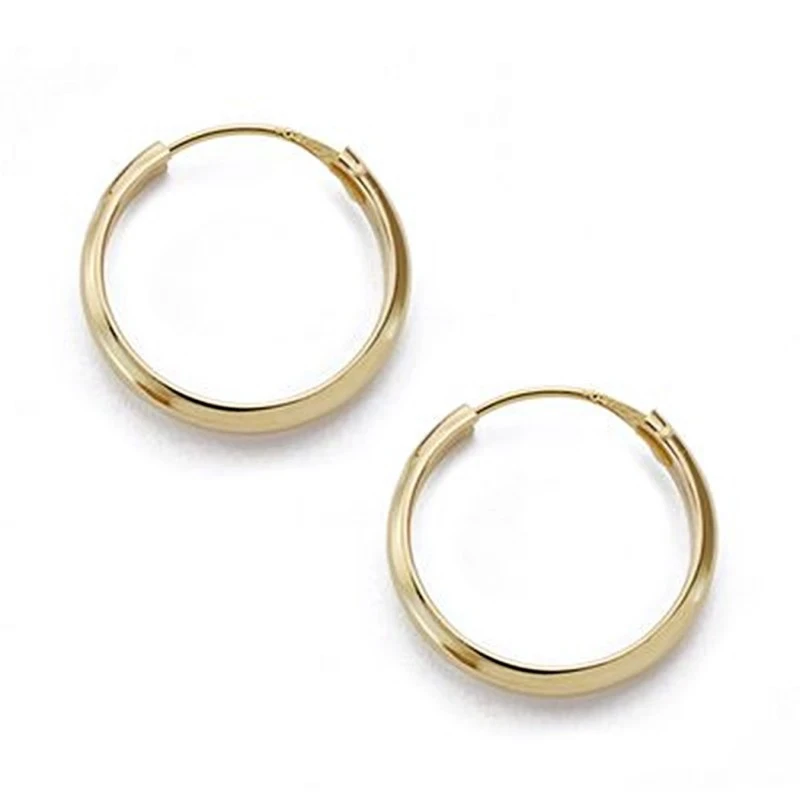 Pendientes oro 18k aros 16mm. media caña lisos ligeros [AA0258]
