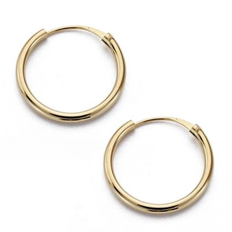 Pendientes oro 18k aros 16mm. redondos lisos ligeros criollas [AA0260]