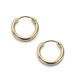 Pendientes oro 18k aros 10mm. redondos lisos ligeros criollas [AA0262]