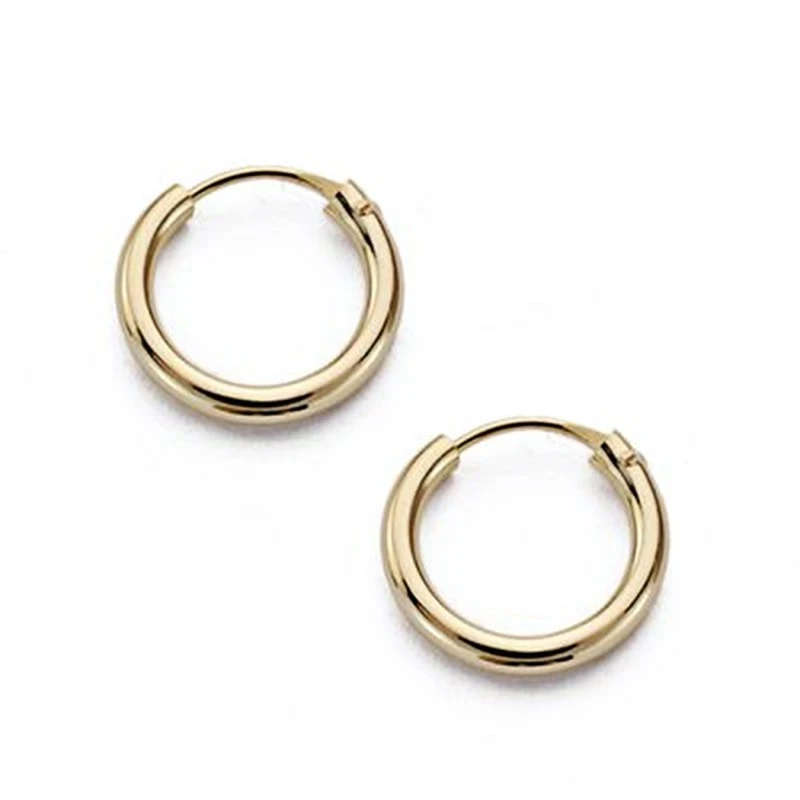 Pendientes oro 18k aros 10mm. redondos lisos ligeros criollas [AA0262]