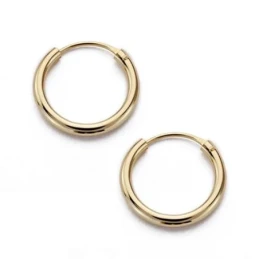 Pendientes oro 18k aros 12mm. redondos lisos ligeros criollas [AA0263]