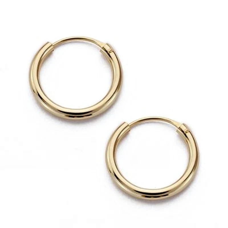 Pendientes oro 18k aros 12mm. redondos lisos ligeros criollas [AA0263]