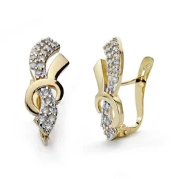 Pendientes oro 18k bicolor circonitas 18mm. [AA0266]