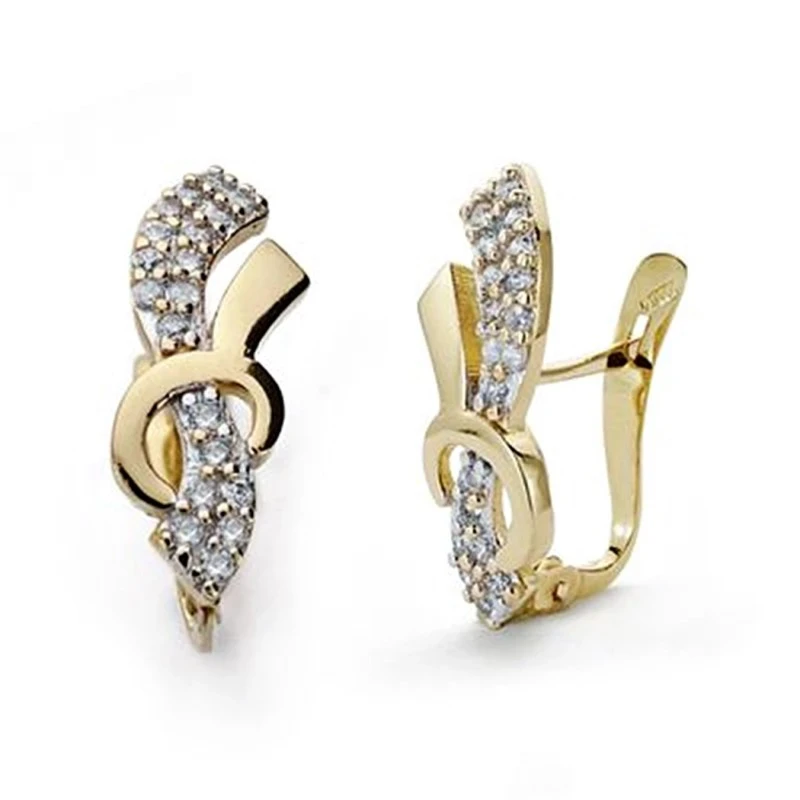 Pendientes oro 18k bicolor circonitas 18mm. [AA0266]