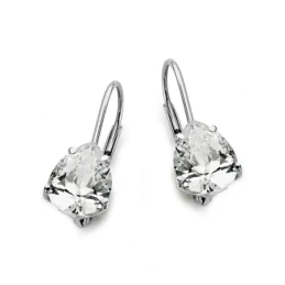 Pendientes oro blanco 18k circonita pera 20mm. [AA0360]