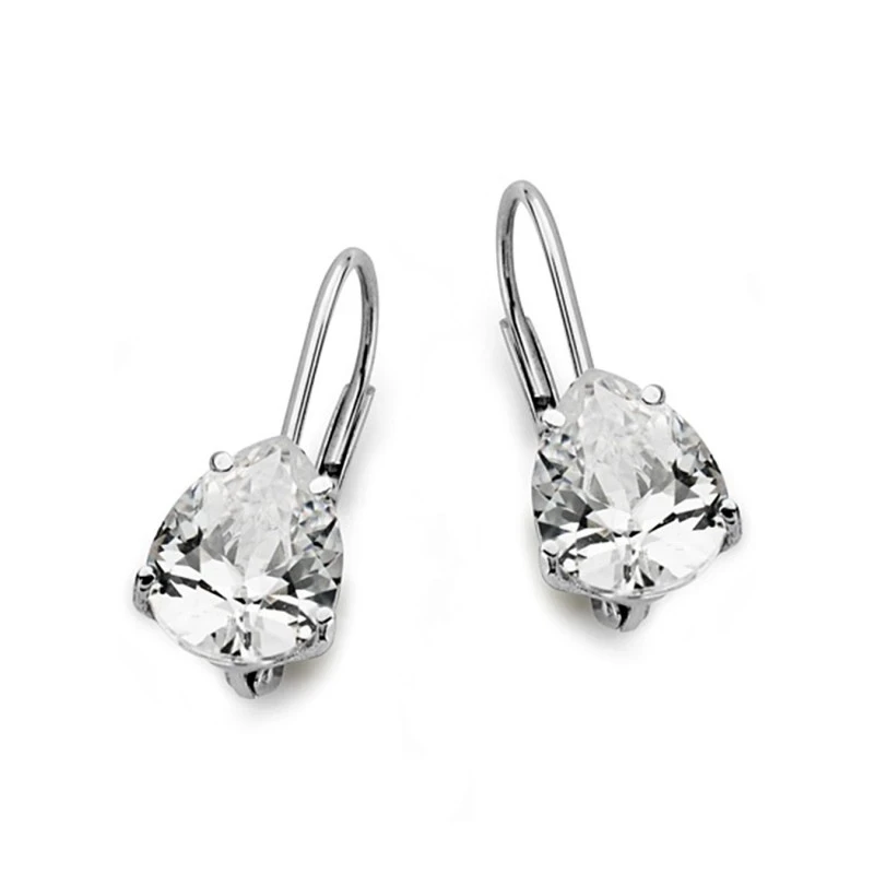 Pendientes oro blanco 18k circonita pera 20mm. [AA0360]