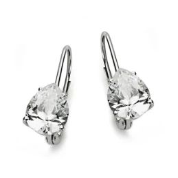 Pendientes oro blanco 18k circonita pera 21mm. [AA0361]