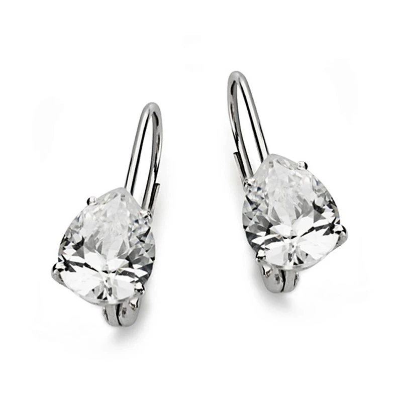 Pendientes oro blanco 18k circonita pera 21mm. [AA0361]