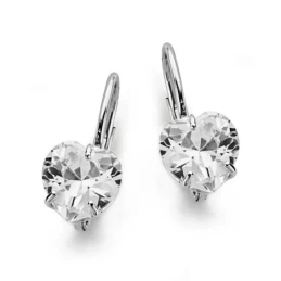 Pendientes oro blanco 18k piedra corazón 8mm. [AA0362]