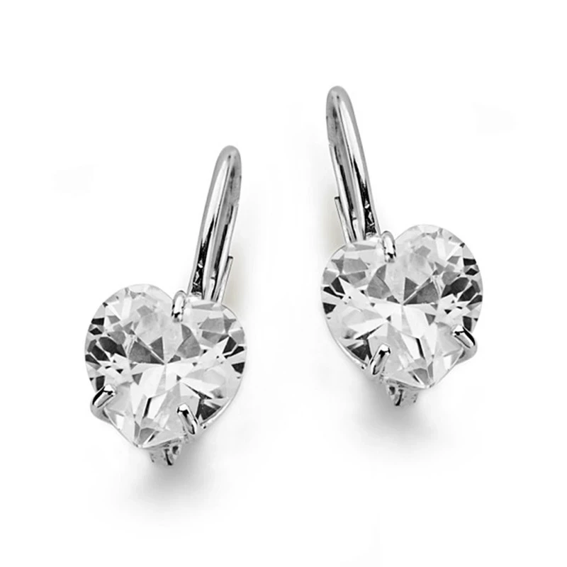 Pendientes oro blanco 18k piedra corazón 8mm. [AA0362]