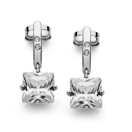 Pendientes oro blanco 18k piedra 7mm. [AA0363]