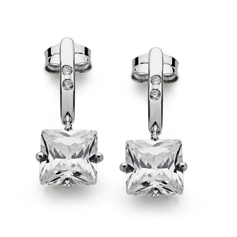 Pendientes oro blanco 18k piedra 7mm. [AA0363]