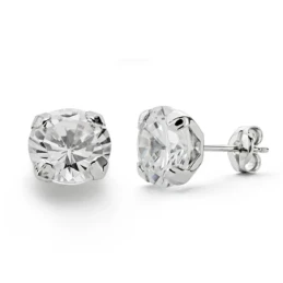 Pendientes oro blanco 18k garras circonitas 8mm. [AA0368]