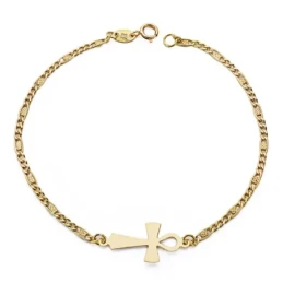 Pulsera oro 18k cruz de la vida 18.5cm. [AA0400]