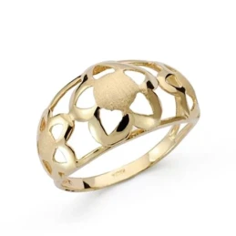 Sortija oro 18k flores mate y brillo [AA0408]