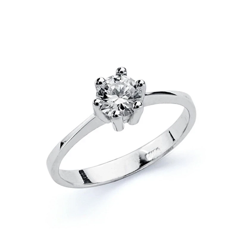 Solitario oro blanco 18k señora  [AA0428]