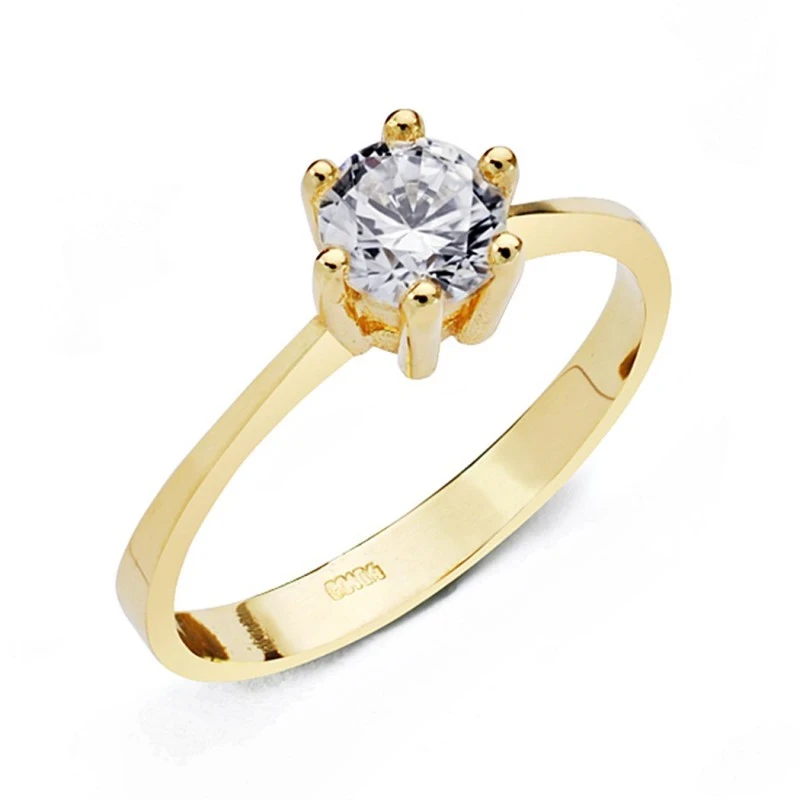 Solitario oro 18k circonita 5mm. [AA0431]