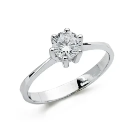 Solitario oro blanco 18k circonita 5mm. [AA0432]