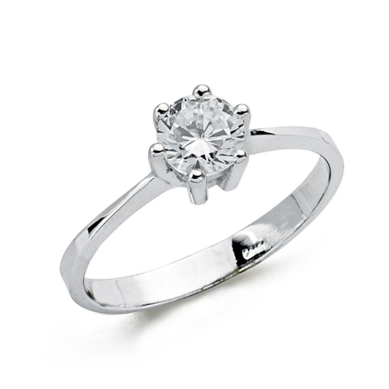 Solitario oro blanco 18k circonita 5mm. [AA0432]
