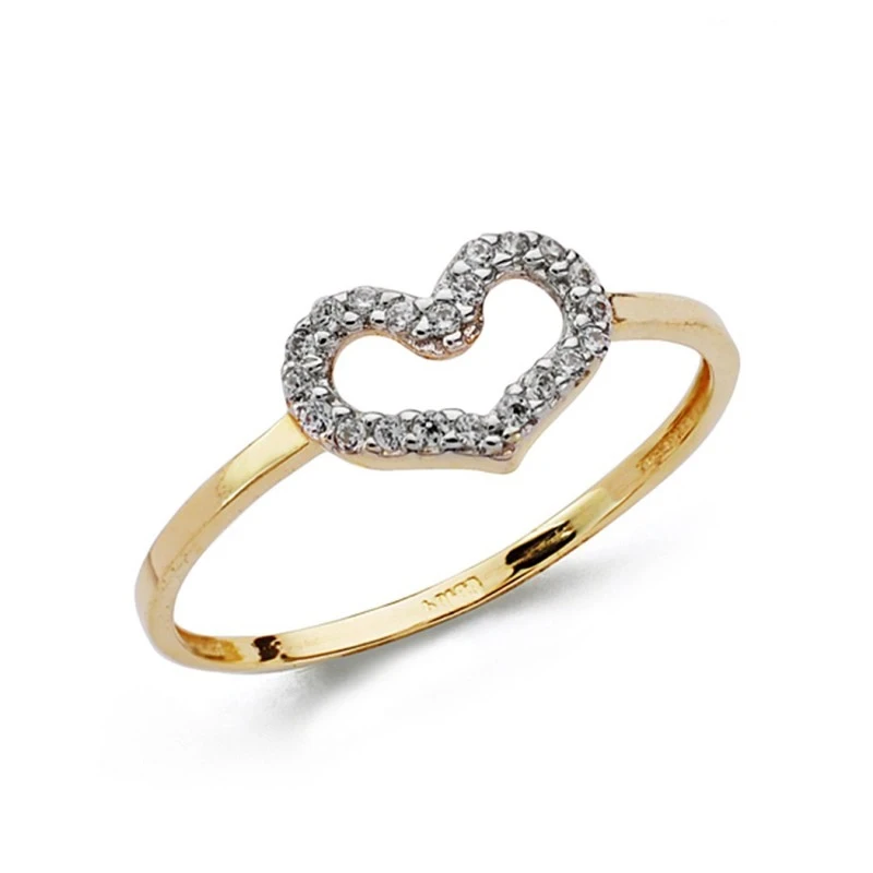Sortija oro 18k corazón circonitas [AA0437]