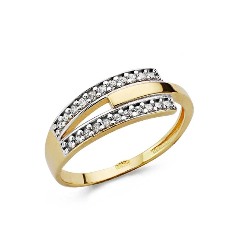 Sortija oro 18k bicolor circonitas [AA0441]