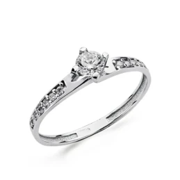 Solitario oro blanco 18k circonitas 4mm. [AA0464]