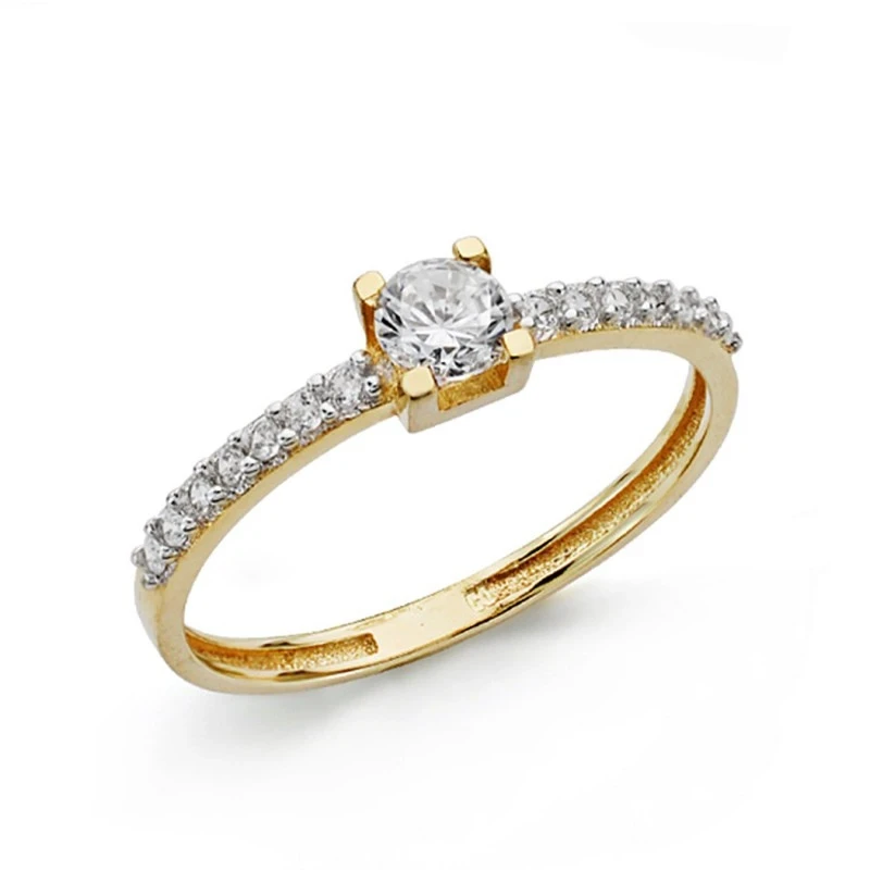 Solitario oro 18k circonitas 4mm. [AA0466]