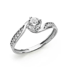 Solitario oro blanco 18k circonitas 5mm. [AA0470]