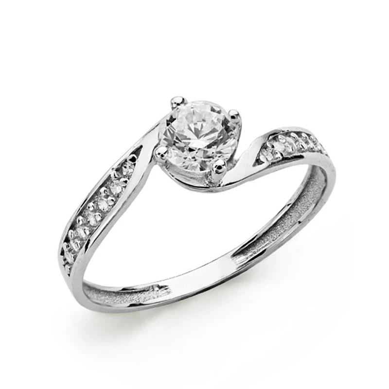 Solitario oro blanco 18k circonitas 5mm. [AA0470]