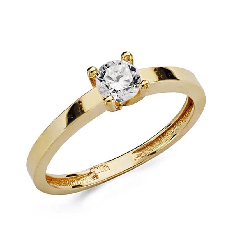 Solitario oro 18k circonita 4.5mm. [AA0473]