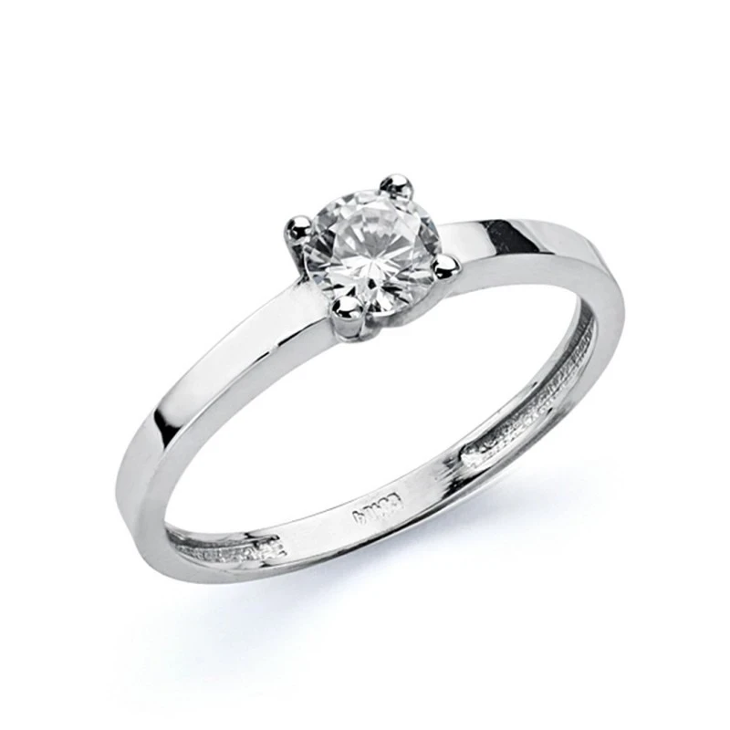 Solitario oro blanco 18k 4mm. [AA0474]