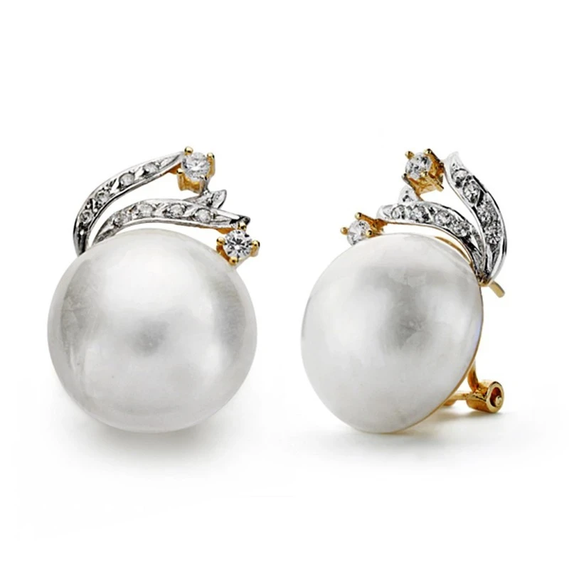 Pendientes oro 18k perla japonesa 15mm. rama [AA0496]