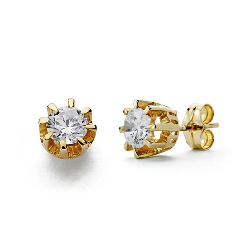Pendientes oro 18k solitario garra 7mm. [AA0499]