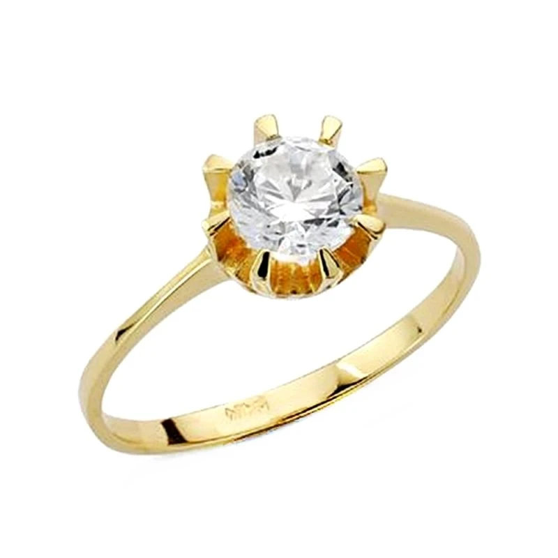 Solitario oro 18k circonita 8mm. [AA0500]