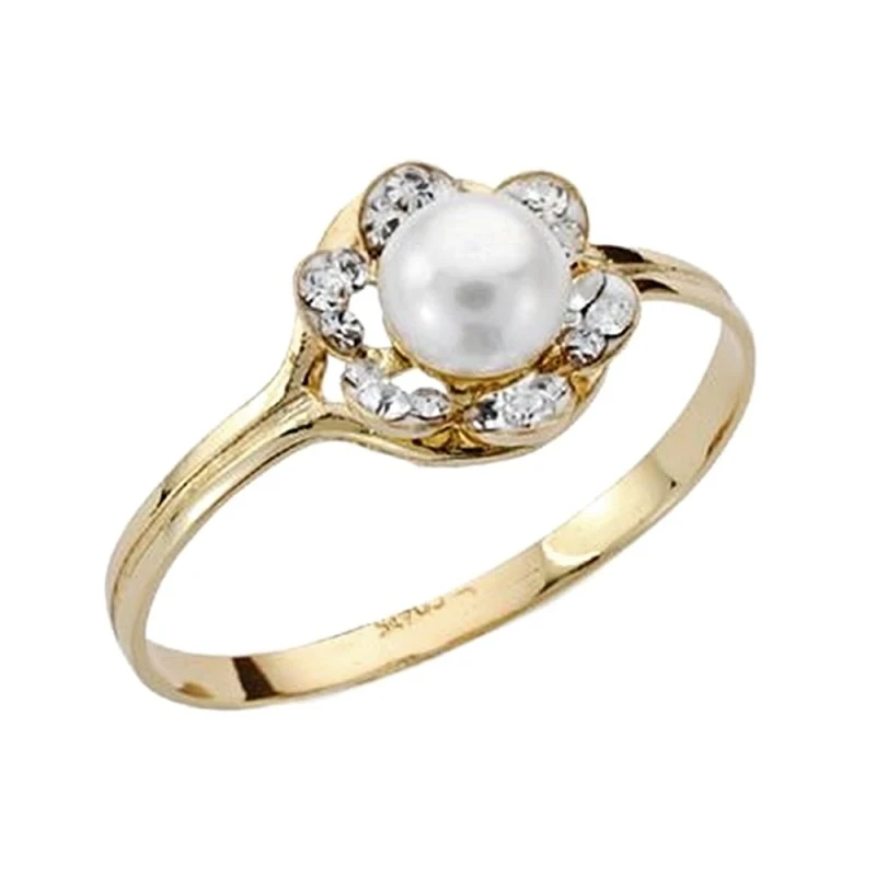 Sortija oro 18k flor circonitas 8mm. [AA0511]