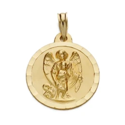 Medalla oro 18k ángel de la guarda 18mm. [AA0526]