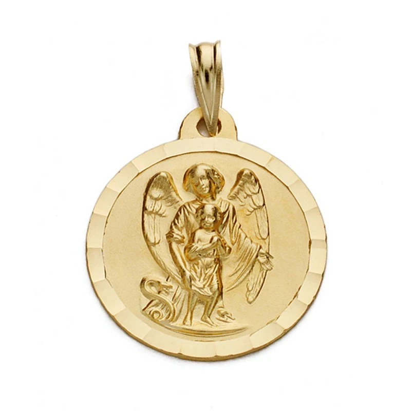 Medalla oro 18k ángel de la guarda 18mm. [AA0526]