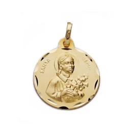 Medalla oro 18k Santa Gema 18mm. [AA0542]