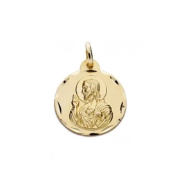 Medalla oro 18k escapulario 20mm. Virgen Carmen y Cristo [AA0550]