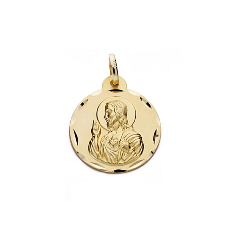 Medalla oro 18k escapulario 20mm. Virgen Carmen y Cristo [AA0550]