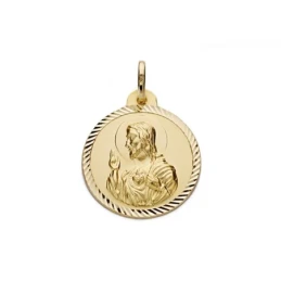 Medalla oro 18k Virgen del Carmen y Cristo Jesús 22mm. [AA0559]