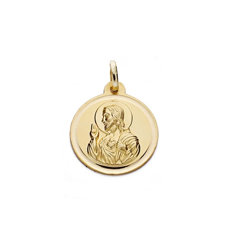 Medalla oro 18k escapulario 18mm. Virgen Carmen y Cristo [AA0564]